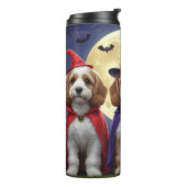 Cockapoo Dog Pumpkin Halloween Grappig Thermosbeker (Gedraaid links)