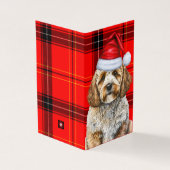 Cockapoo Dog Red Black Plaid Kerstvakantie Kaart (Buitenkant)