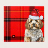 Cockapoo Dog Red Black Plaid Kerstvakantie Kaart (Buitenkant ongevouwen)