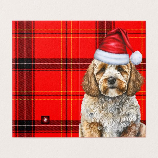 Cockapoo Dog Red Black Plaid Kerstvakantie Kaart (Buitenkant ongevouwen)