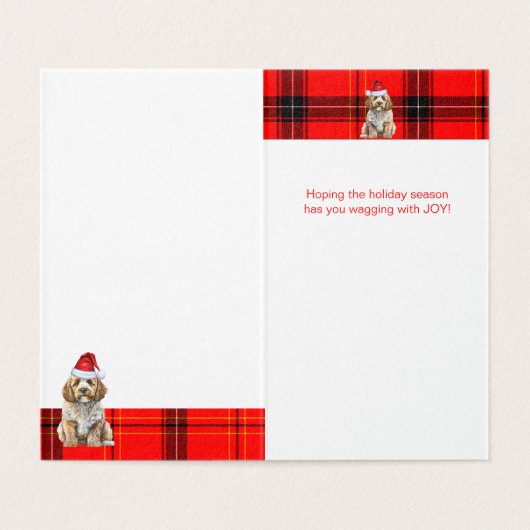 Cockapoo Dog Red Black Plaid Kerstvakantie Kaart (Binnenkant ongevouwen)