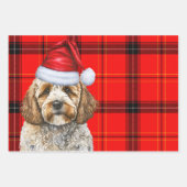 Cockapoo Dog Red Holiday Plaid Christmas Inpakpapier Vel (Voorkant 3)