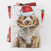 Cockapoo Dog Red Holiday Plaid Christmas Inpakpapier Vel (In situ)
