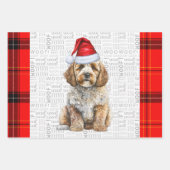 Cockapoo Dog Red Holiday Plaid Christmas Inpakpapier Vel (Voorkant)