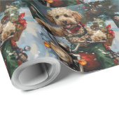 Cockapoo Dog Riding Motorfiets Kerstmis Cadeaupapier (Rol Hoek)