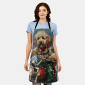 Cockapoo Dog Riding Motorfiets Kerstmis Schort (Gedragen)