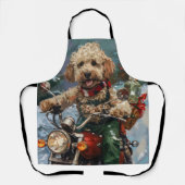 Cockapoo Dog Riding Motorfiets Kerstmis Schort (Voorkant)
