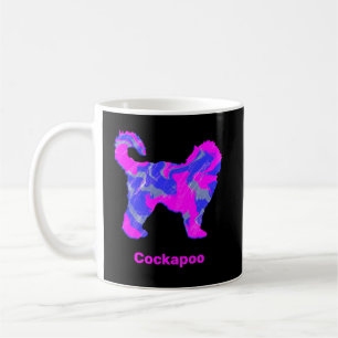 Cockapoo Dog Silhouette Crazy Hot Pink Black Koffiemok