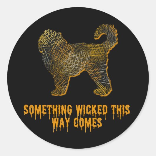 Cockapoo Dog Silhouette Fun Halloween Ronde Sticker (Voorkant)