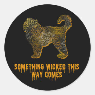 Cockapoo Dog Silhouette Fun Halloween Ronde Sticker