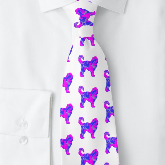 Cockapoo Dog Silhouette Pink & Blue Abstract Stropdas
