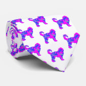Cockapoo Dog Silhouette Pink & Blue Abstract Stropdas (Opgerold)