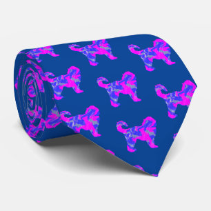 Cockapoo Dog Silhouette Pink & Blue Dark Blue Stropdas