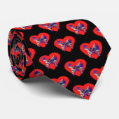 Cockapoo Dog Silhouette Valentijnsdag Red Heart Stropdas (Opgerold)