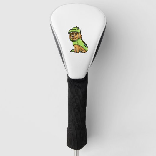 Cockapoo Dog Spoodle in Dinosaur Costume Golfheadcover (Voorkant)