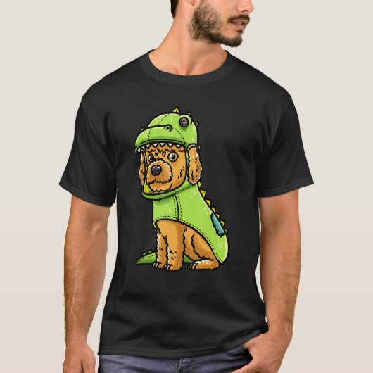 Cockapoo Dog Spoodle in Dinosaur Costume T-shirt (Voorkant)