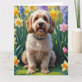 Cockapoo Dog Spring Bloemen Schilderen Kaart (Voorkant)