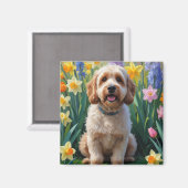 Cockapoo Dog Spring Bloemen Schilderen Magneet