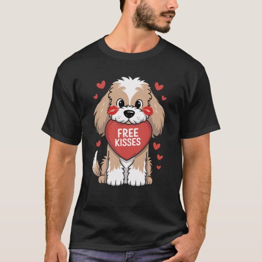 Cockapoo Dog Valentijnsdag Free Kisses T-shirt (Voorkant)