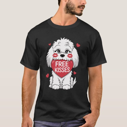 Cockapoo Dog Valentijnsdag Free Kisses T-shirt (Voorkant)