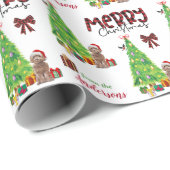 Cockapoo Dog, vogel en kerstboom Cadeaupapier (Rol Hoek)