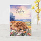 Cockapoo Dog with Wildflowers Pet Sympathy Kaart (Gele Bloem)