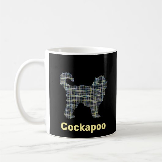 Cockapoo Dog Yellow & Black Grid Line Koffiemok (Links)