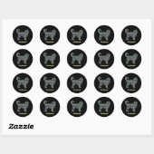 Cockapoo Dog Yellow & Black Grid Line Ronde Sticker (Vel)