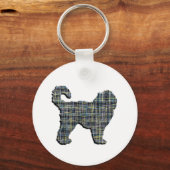 Cockapoo Dog Yellow & Black Grid Line Sleutelhanger (Achterkant)