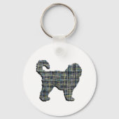 Cockapoo Dog Yellow & Black Grid Line Sleutelhanger (Achterkant)