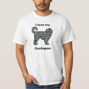 Cockapoo Dog Yellow & Black Grid Line T-shirt