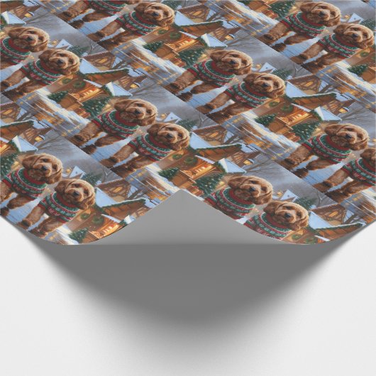 Cockapoo Dogs Christmas Snow Holiday Cadeaupapier (Hoek)