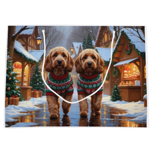 Cockapoo Dogs Christmas Snow Holiday  Groot Cadeauzakje (Voorkant)