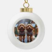 Cockapoo Dogs Christmas Snow Holiday  Keramische Bal Ornament (Voorkant)