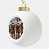 Cockapoo Dogs Christmas Snow Holiday  Keramische Bal Ornament (Rechts)