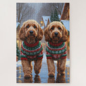 Cockapoo Dogs Christmas Snow Holiday  Legpuzzel (Verticaal)