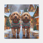 Cockapoo Dogs Christmas Snow Holiday  Magneet (Voorkant)