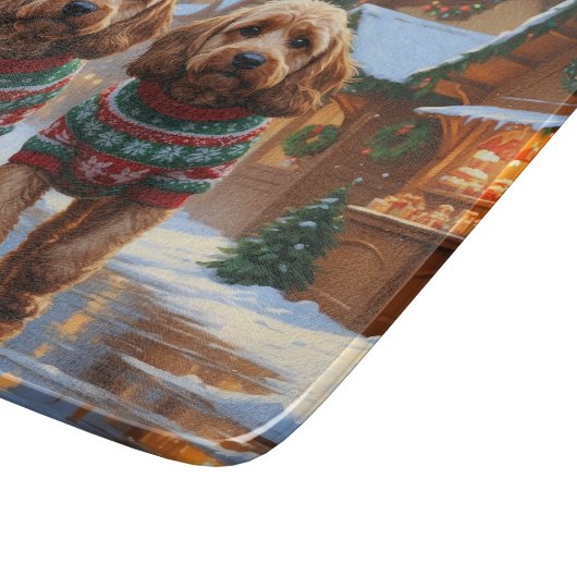 Cockapoo Dogs Christmas Snow Holiday Snijplank (Hoek)