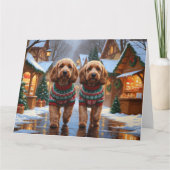 Cockapoo Dogs Kerstmis Sneeuw Vakantie Kaart (Voorkant)
