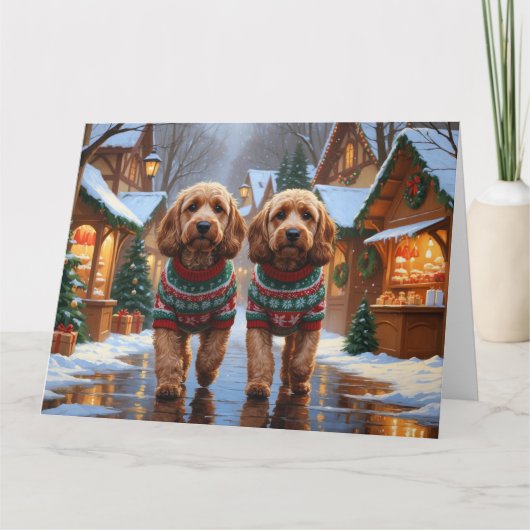 Cockapoo Dogs Kerstmis Sneeuw Vakantie Kaart (Voorkant)