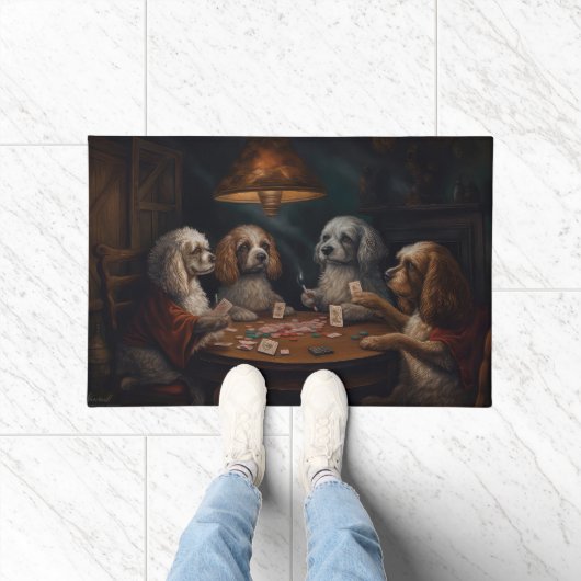 Cockapoo Dogs Spelen Poker Art Deurmat (Binnen)