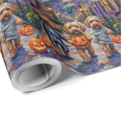 Cockapoo Dogs Trick-or-Treating Halloween kostuum Cadeaupapier (Rol Hoek)