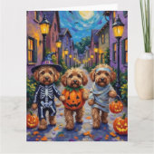 Cockapoo Dogs Trick-or-Treating Halloween kostuum Kaart (Voorkant)