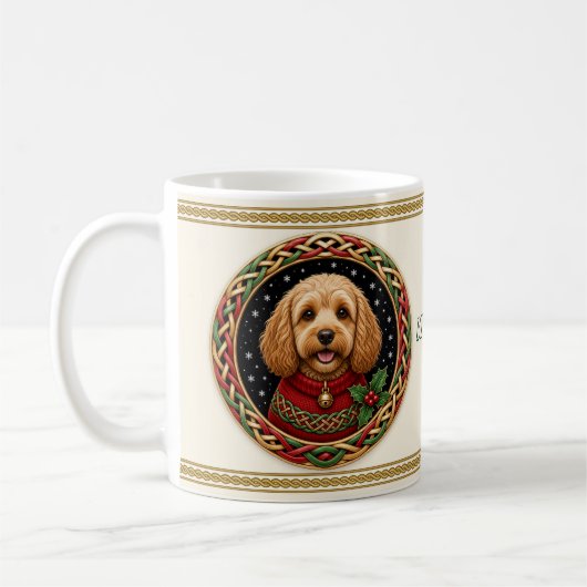 Cockapoo Gepersonaliseerde Kerst Hond Koffiemok (Links)