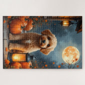 Cockapoo Gezellig Boerderij Halloween Kunst Legpuzzel (Horizontaal)