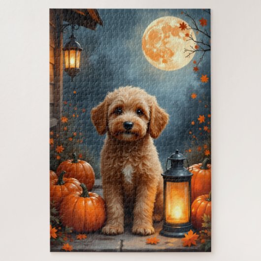 Cockapoo Gezellig Boerderij Halloween Kunst Legpuzzel (Verticaal)