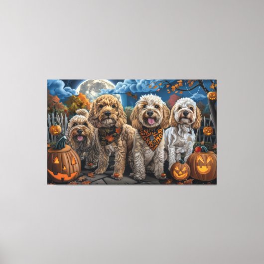 Cockapoo Halloween Griezelig Canvas Afdruk (Voorkant)