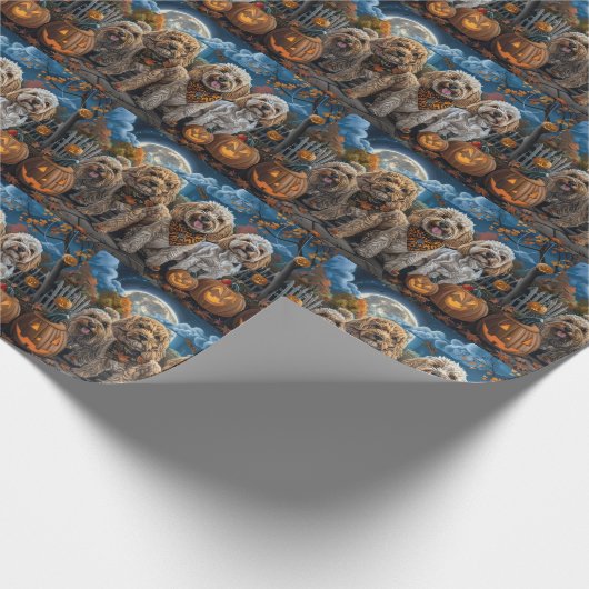 Cockapoo Halloween Spooky Cadeaupapier (Hoek)