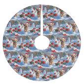 Cockapoo hardlopen in de sneeuw met kerst Pet Kerstboom Rok (Voorkant)