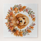 Cockapoo-herfstkrans Legpuzzel (Horizontaal)